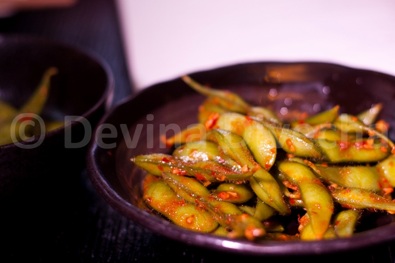 Chili edamame beans at Okku